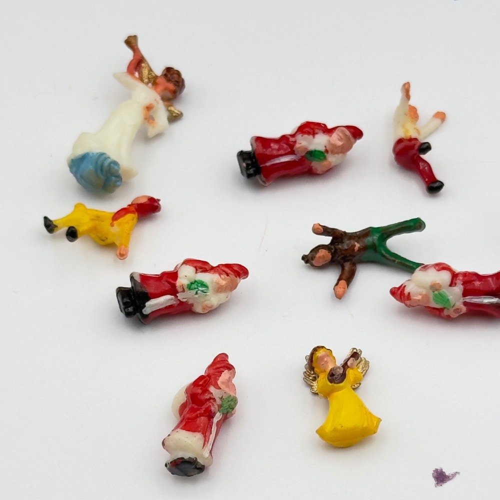 Vintage Micro Mini Christmas Figurines Santa Angel Multi Color Mixed Lot OS